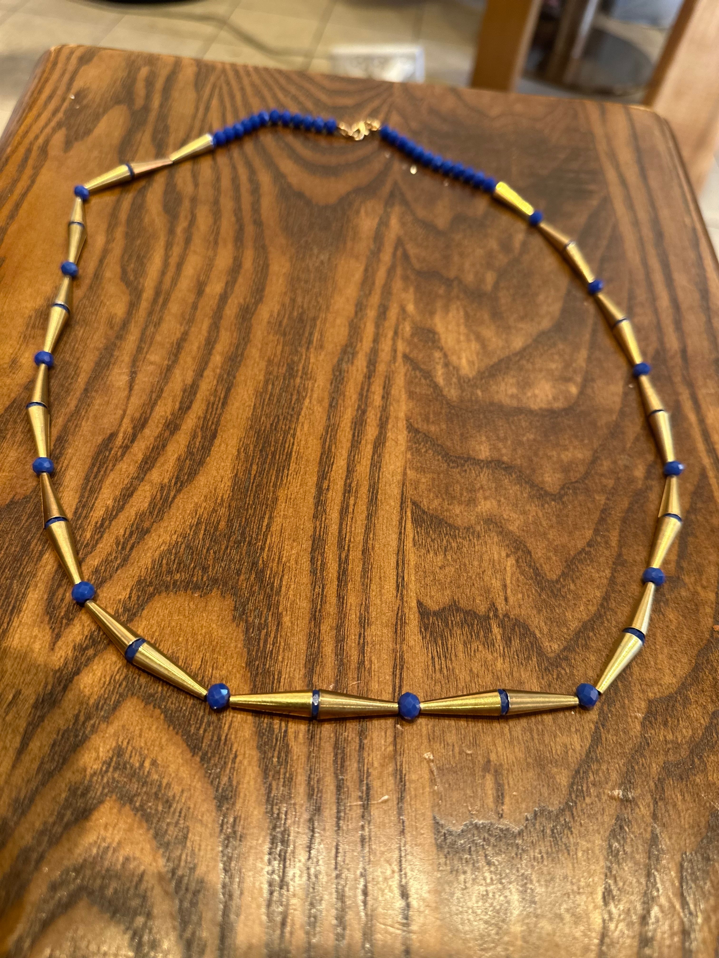 The Delphi Sky – Cobalt & Gold Beaded Necklace